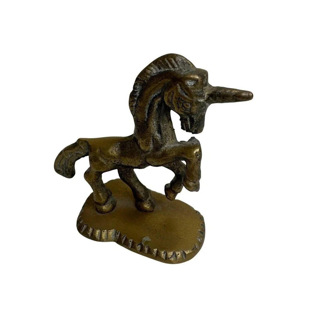 Brass Unicorn Figurine Mythical Creature Home Decor Table Accent Small